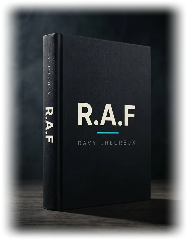 Le livre RAF de Davy Lheureux, couverture sobre noire